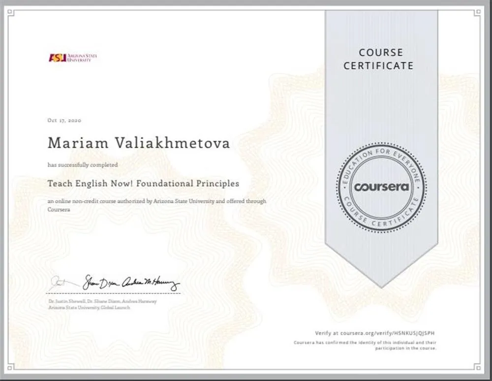 Teach English Now! Foundational Principles by Arizona State University 
