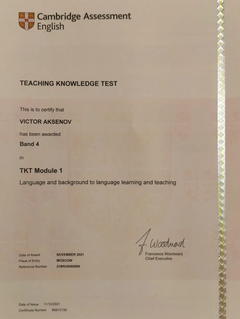 Teaching Knowledge Test (TKT) - Background to language learning and teaching (Module 1)