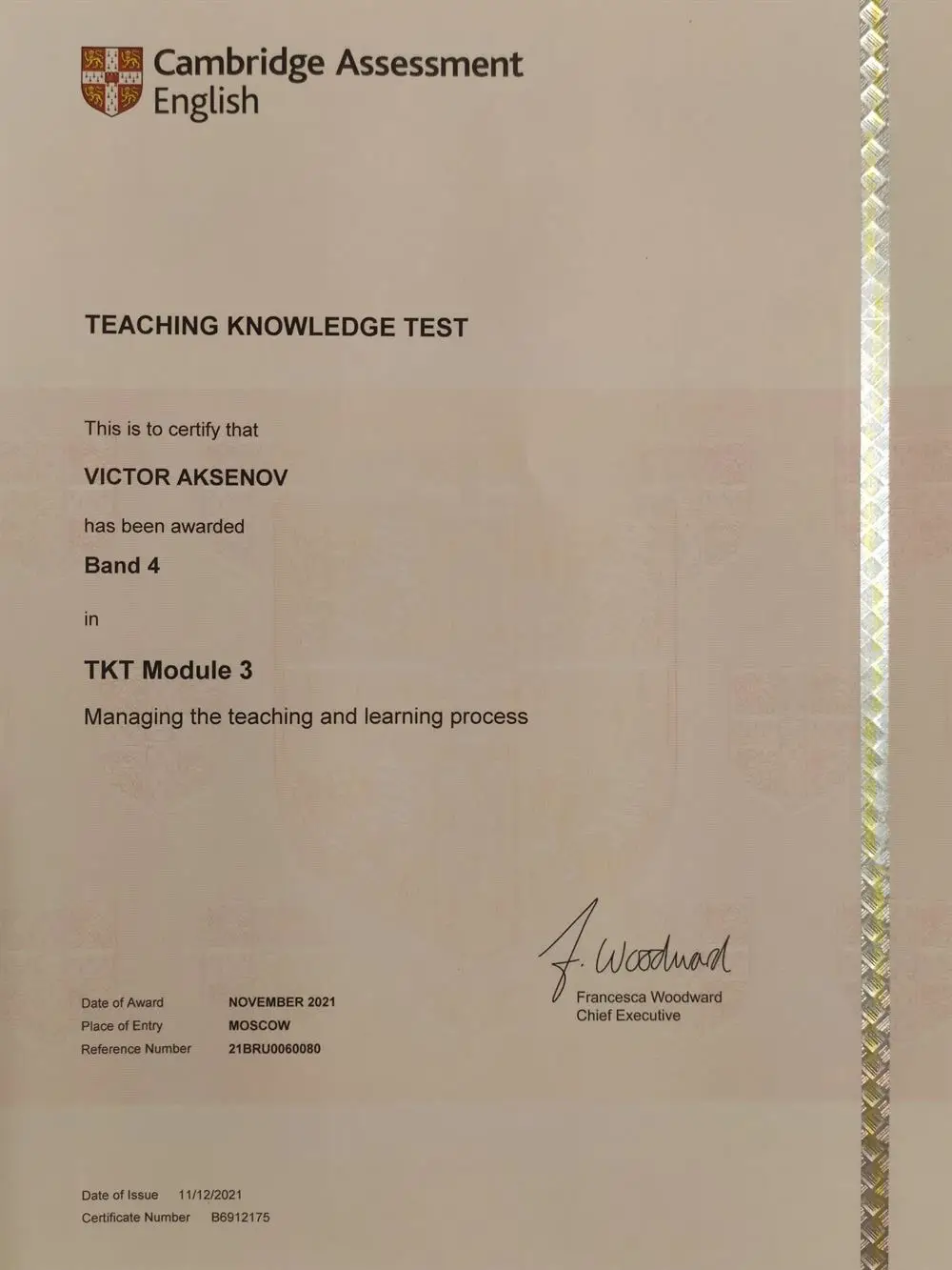 Teaching Knowledge Test (TKT) - Managing the teaching and learning process (Module 3)