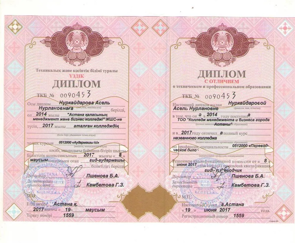 Диплом с отличием о техническом и профессиональном образовании 