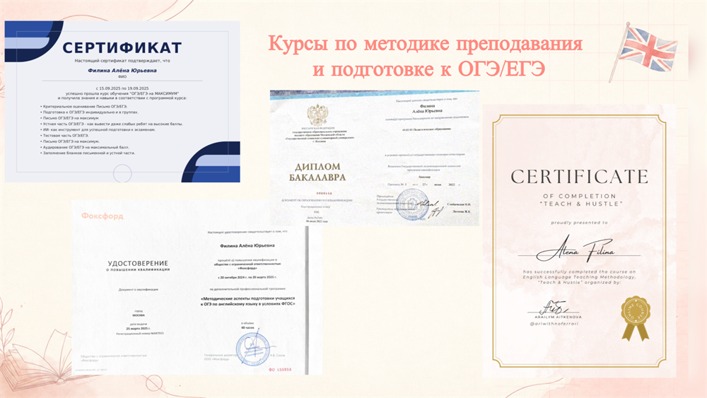 Курсы по методике преподавания, подготовка к ОГЭ/ЕГЭ, диплом бакалавра