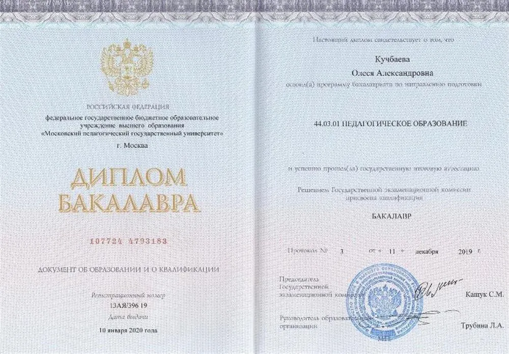 Диплом бакалавра по педогогическому образованию (английский язык)
