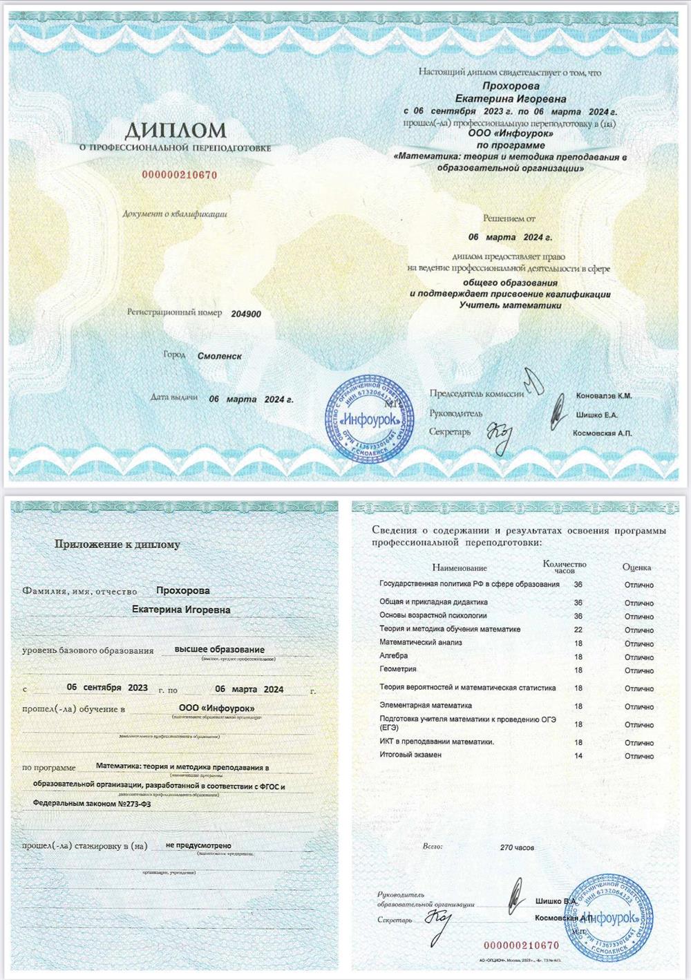 Диплом о профессиональной переподготовке 