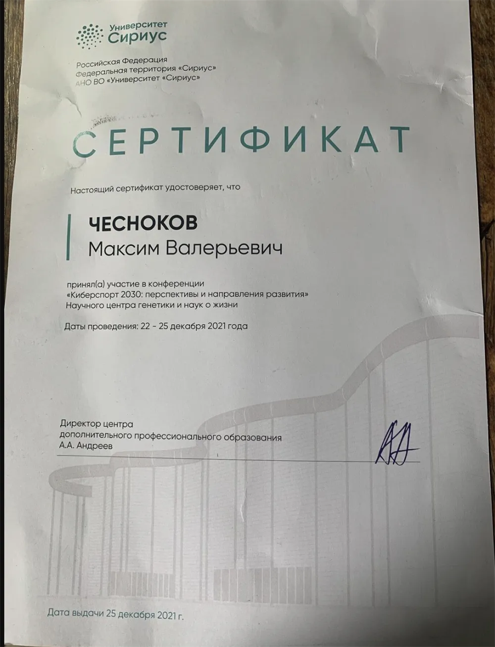 Участник конференции "Киберспорт 2030" на базе Университета "Сириус"