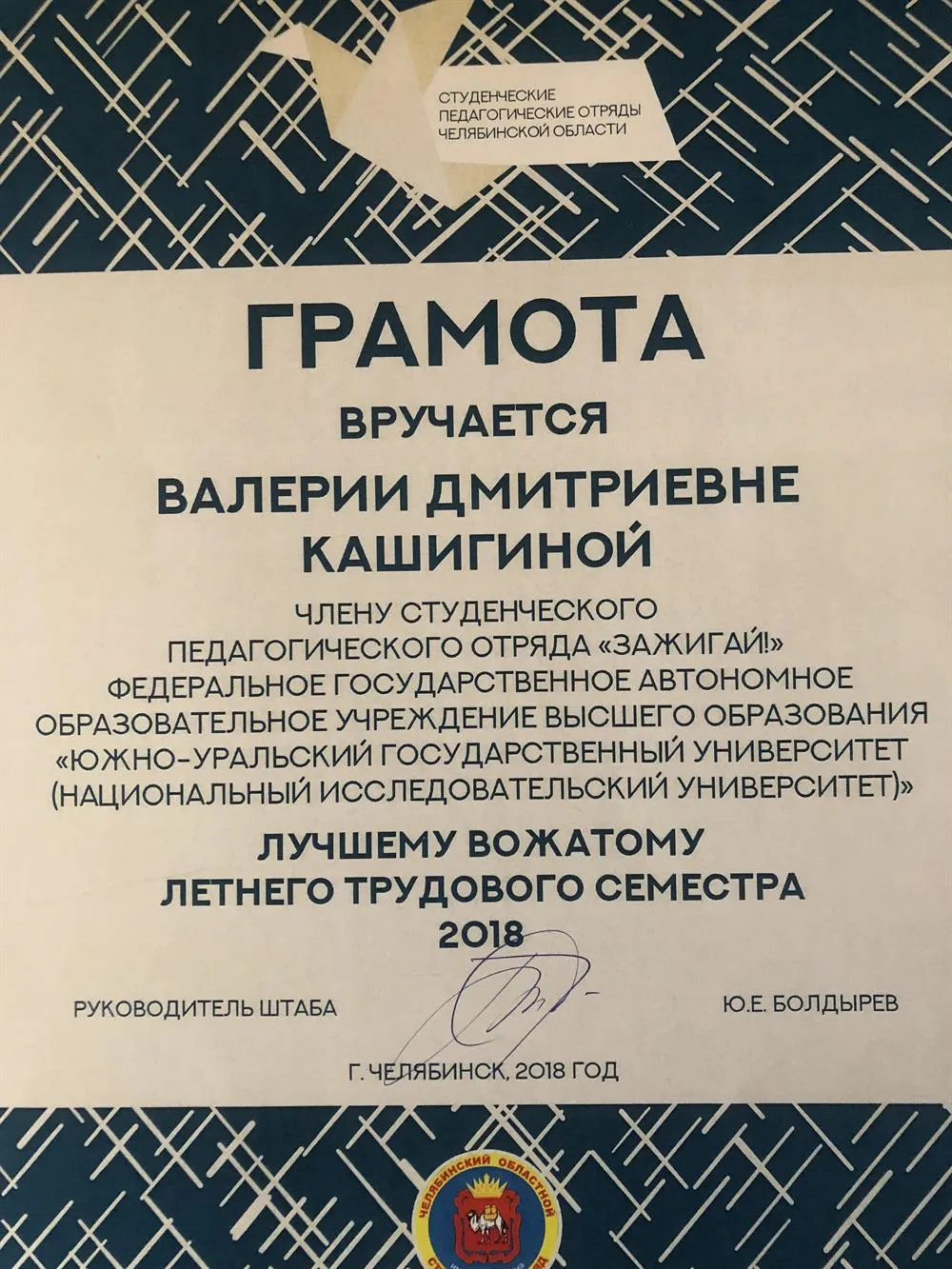 Лучший вожатый лето 2018. СПО ШСТО