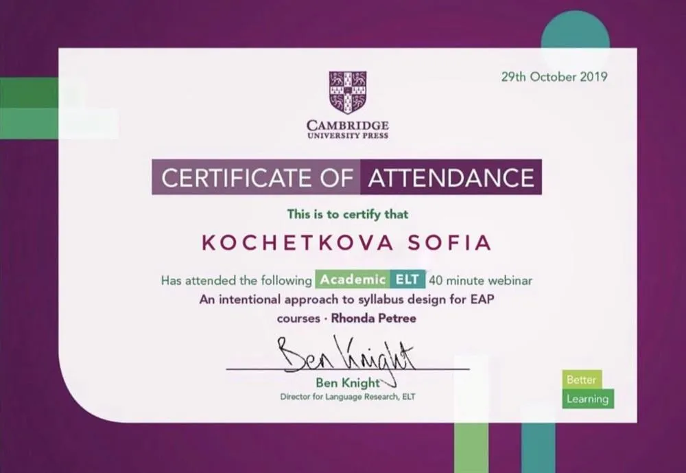 Cambridge certificate