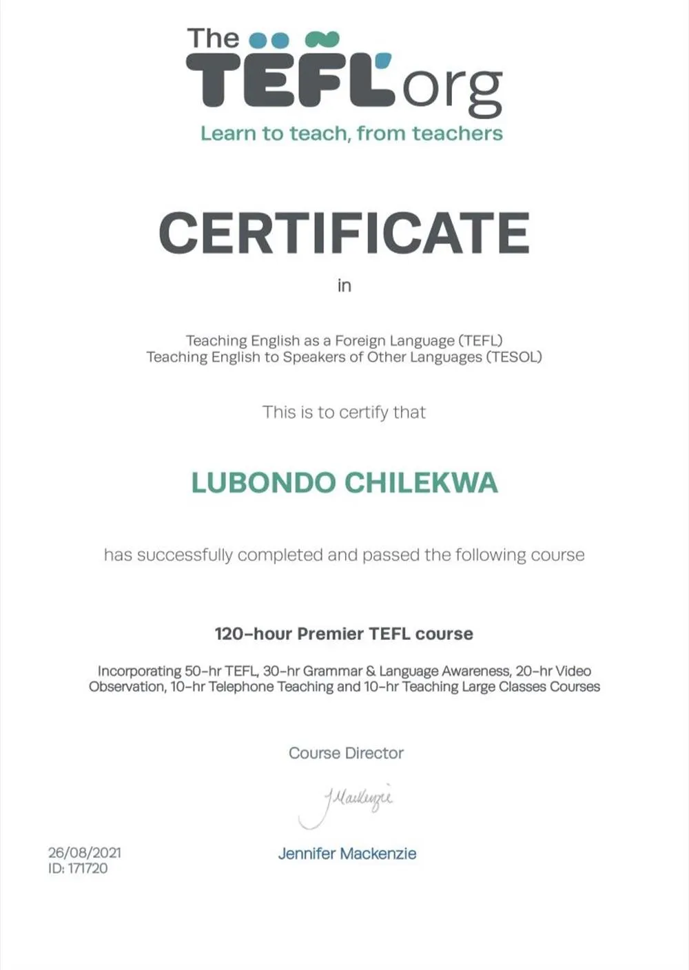TEFL/TESOL сертификат 