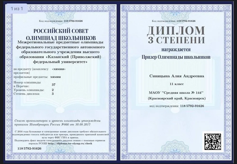 Диплом всероссийской олимпиады №6