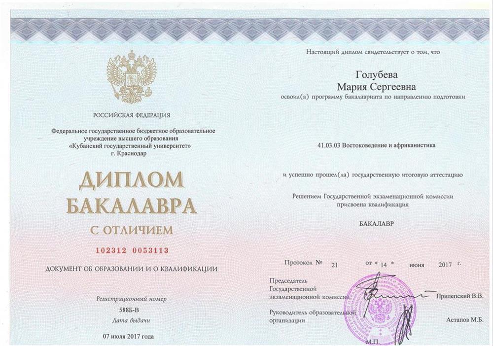 Диплом Бакалавра