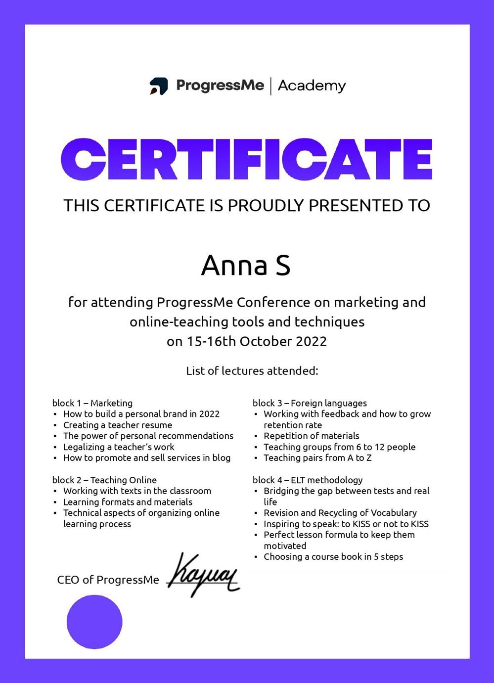 ProgressMe Conference on marketing and  online-teaching tools and techniques