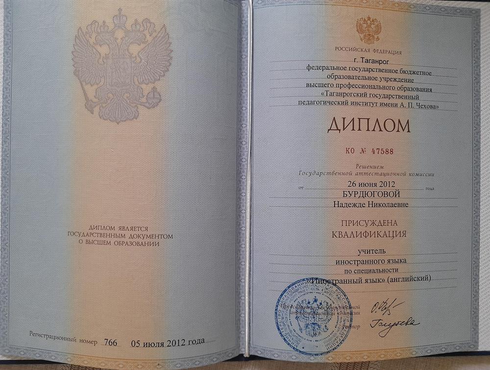 Диплом о высшем педагогическом образовании
