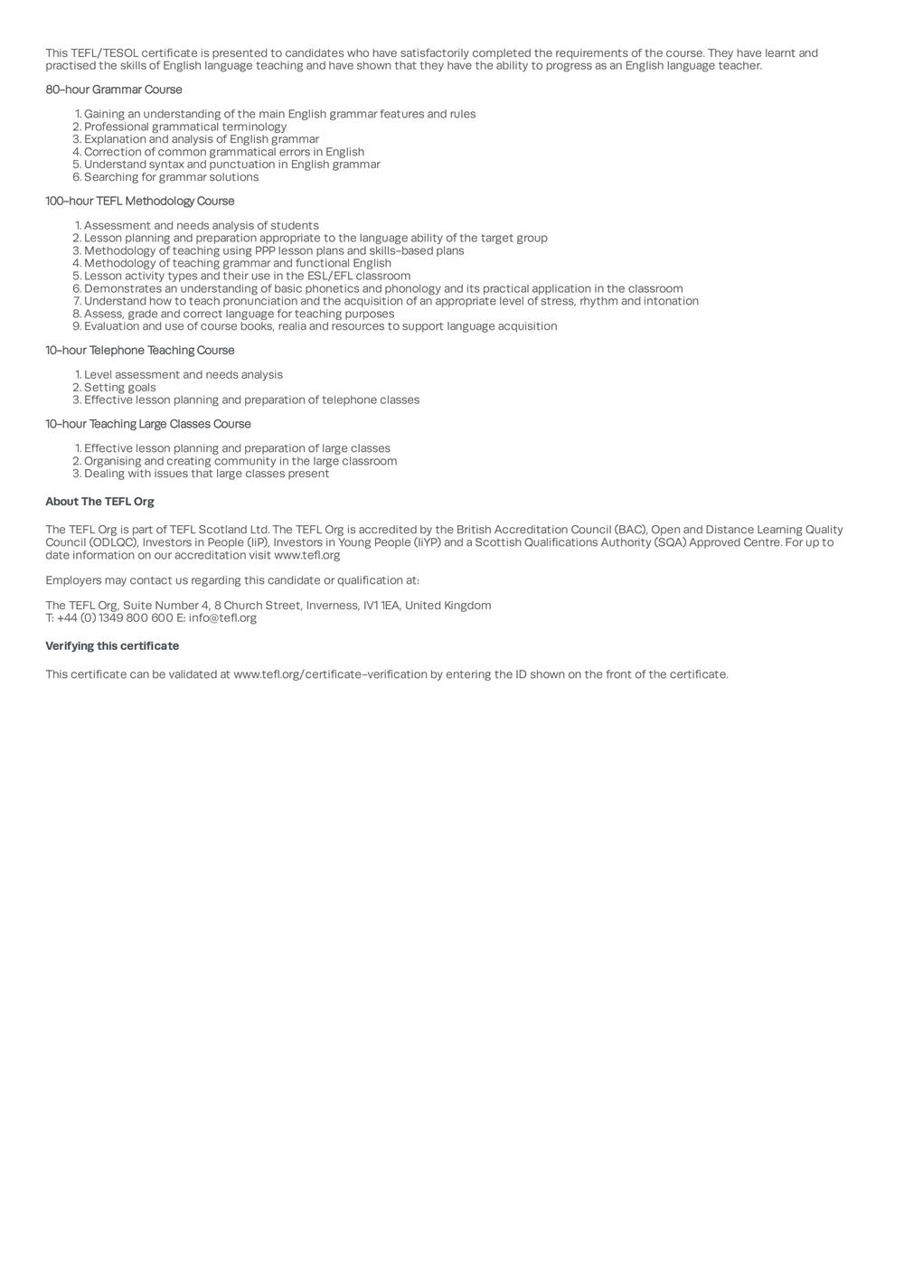 TEFL /TESOL CERTEFICATE LEVEL 5 200 hours
