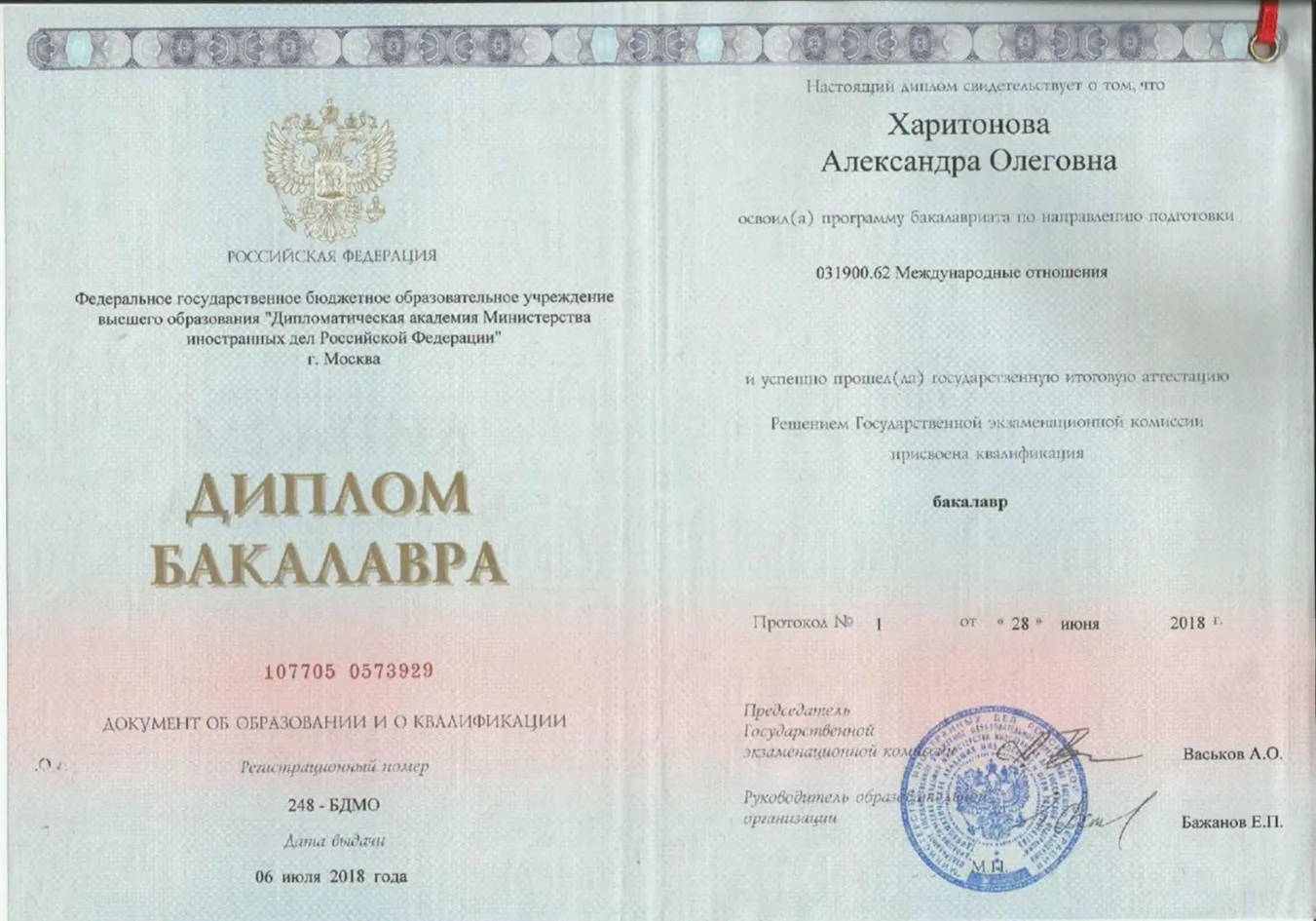 Диплом Бакалавра