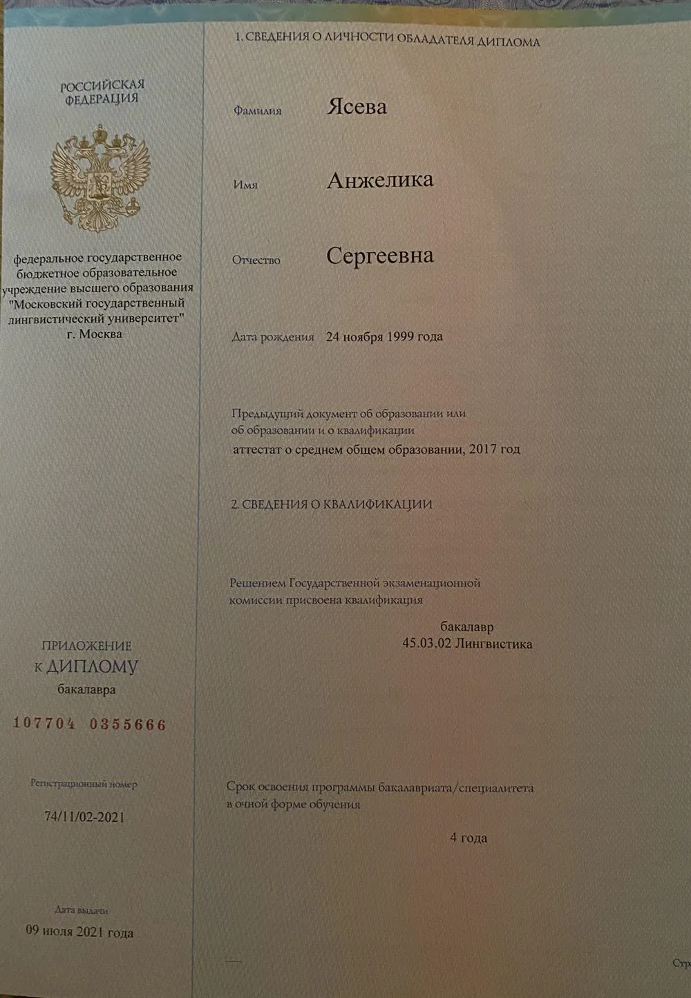 Диплом Бакалавра 