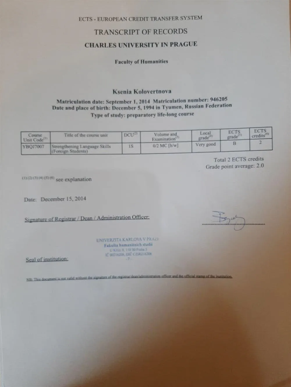 Transcript of records 