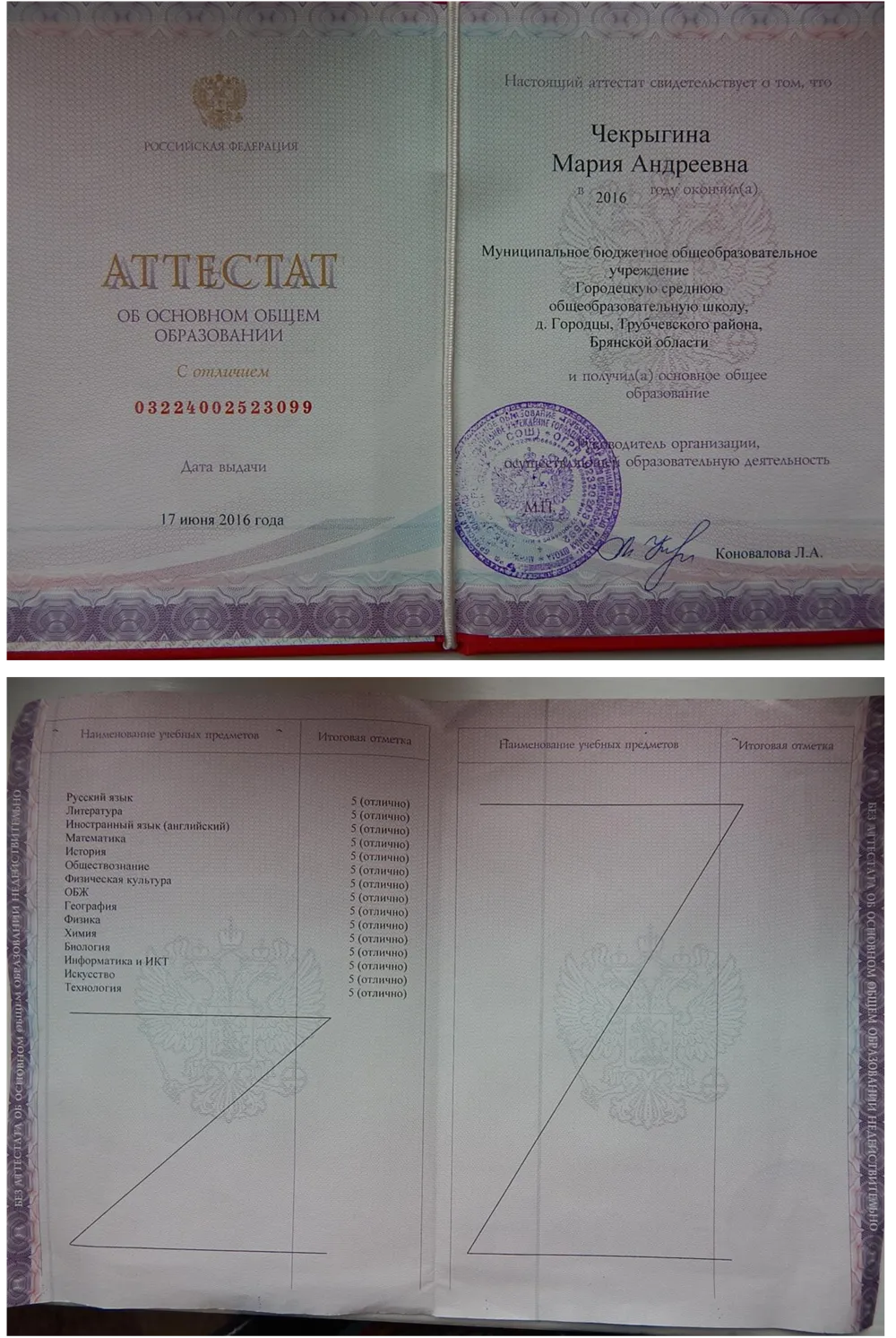 Аттестат об основном общем образовании с отличием 