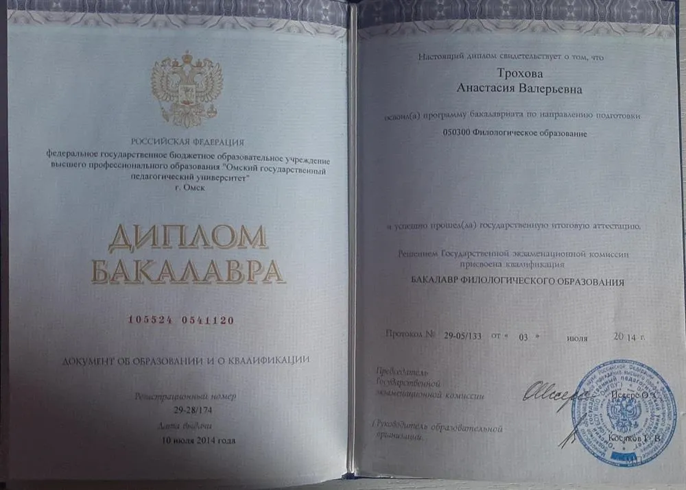 Диплом бакалавра филолгии