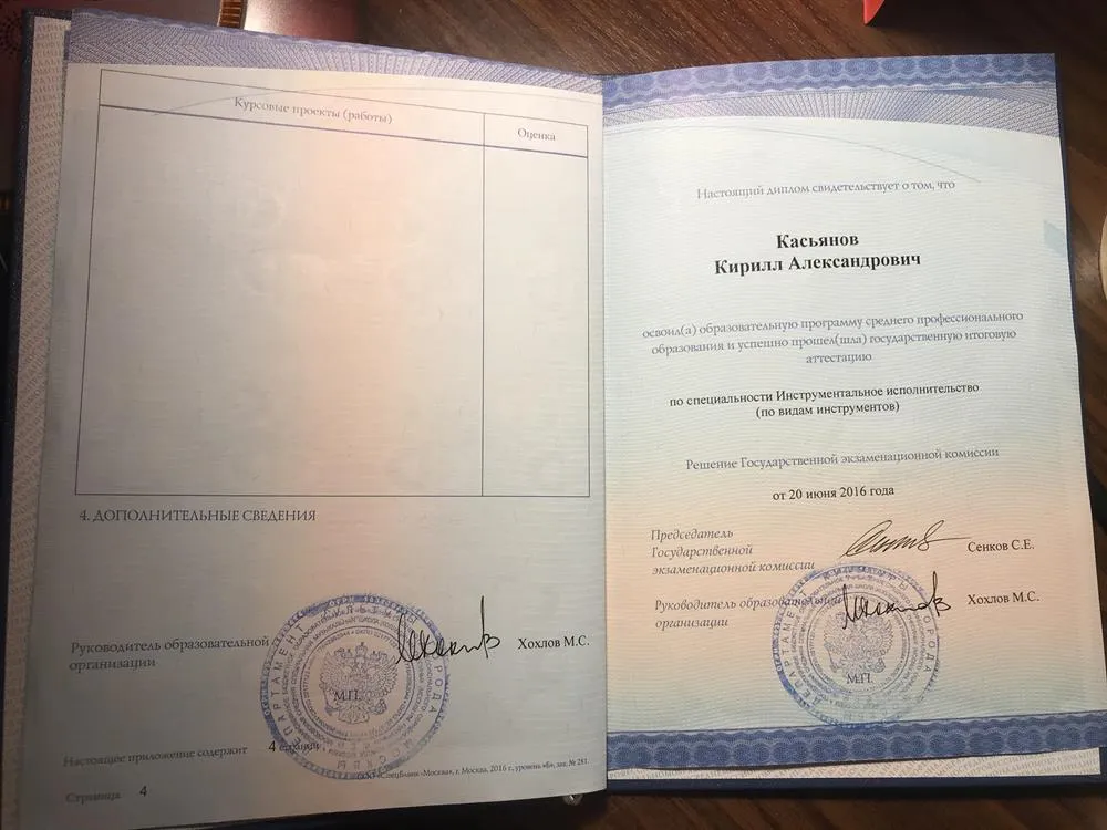 Диплом МССМШ им. Гнесиных
