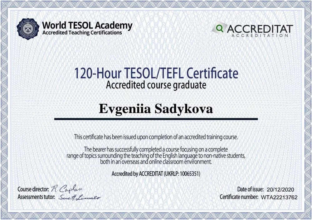 TESOL/TEFL certificate