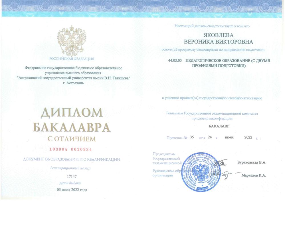 Диплом о неполном высшем образовании (бакалавриат)