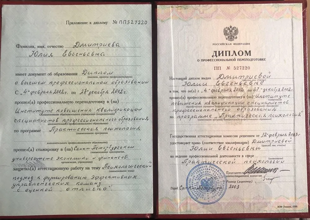 Диплом психолога 