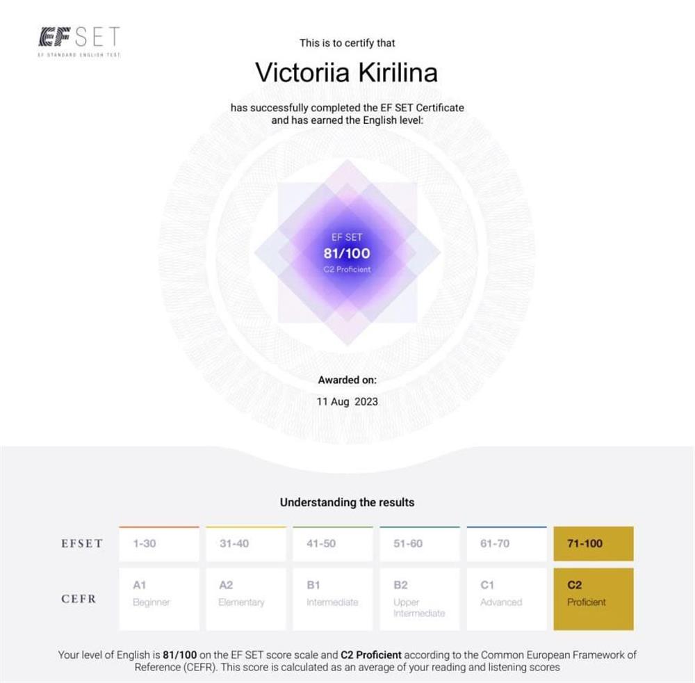 Сертификат C2 proficient - уровень носителя языка