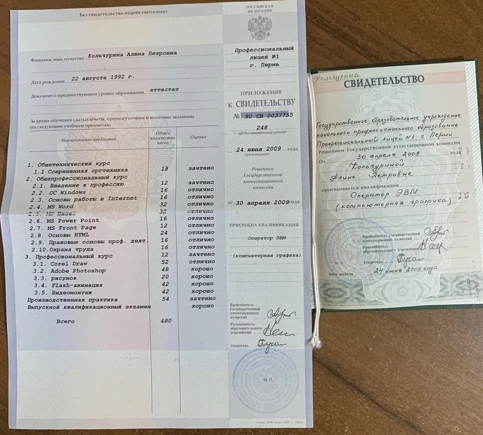 Свидетельство об уровне квалификации