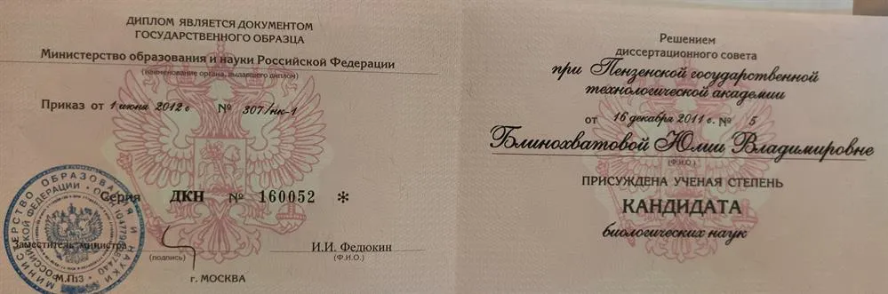 Диплом кандидата наук