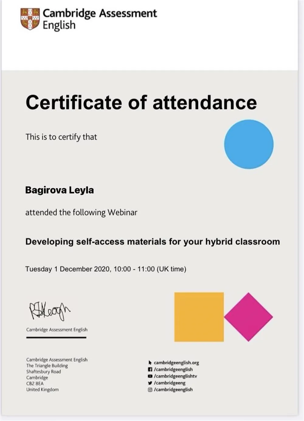 Certificate 