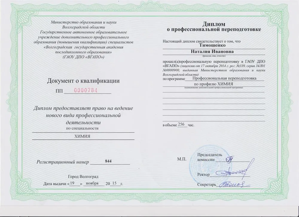Диплом переподготовки