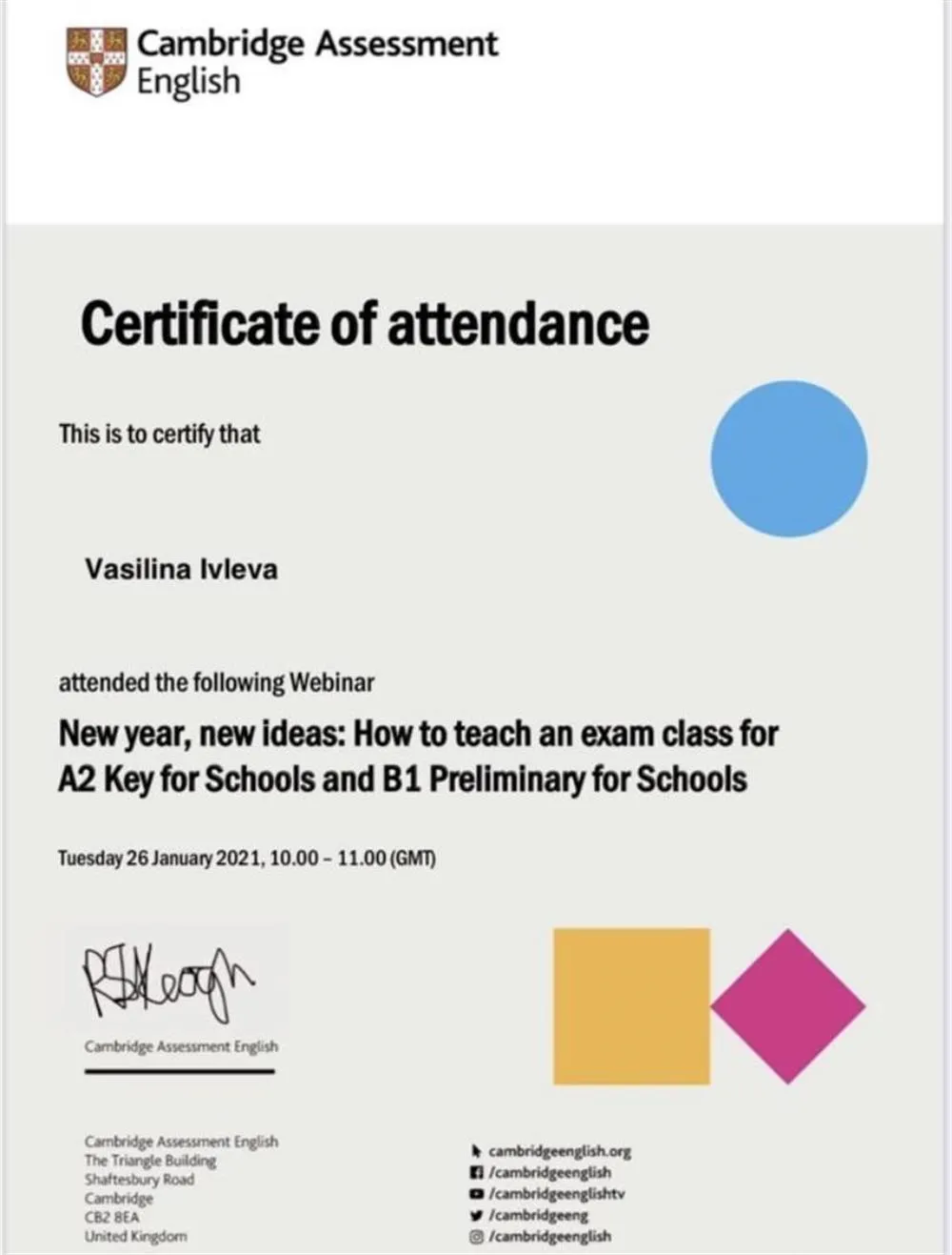 Cambridge Webinar