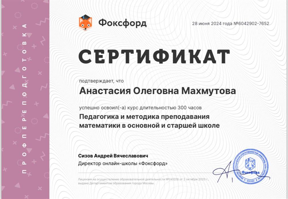 Профессиональная переподготовка. Педагогика и методика преподавания математики в основной и старшей школе