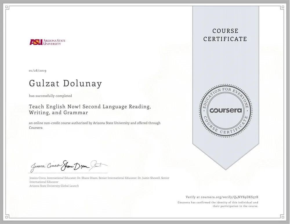 Arizona State University - Second Language Reading, Writing and Grammar