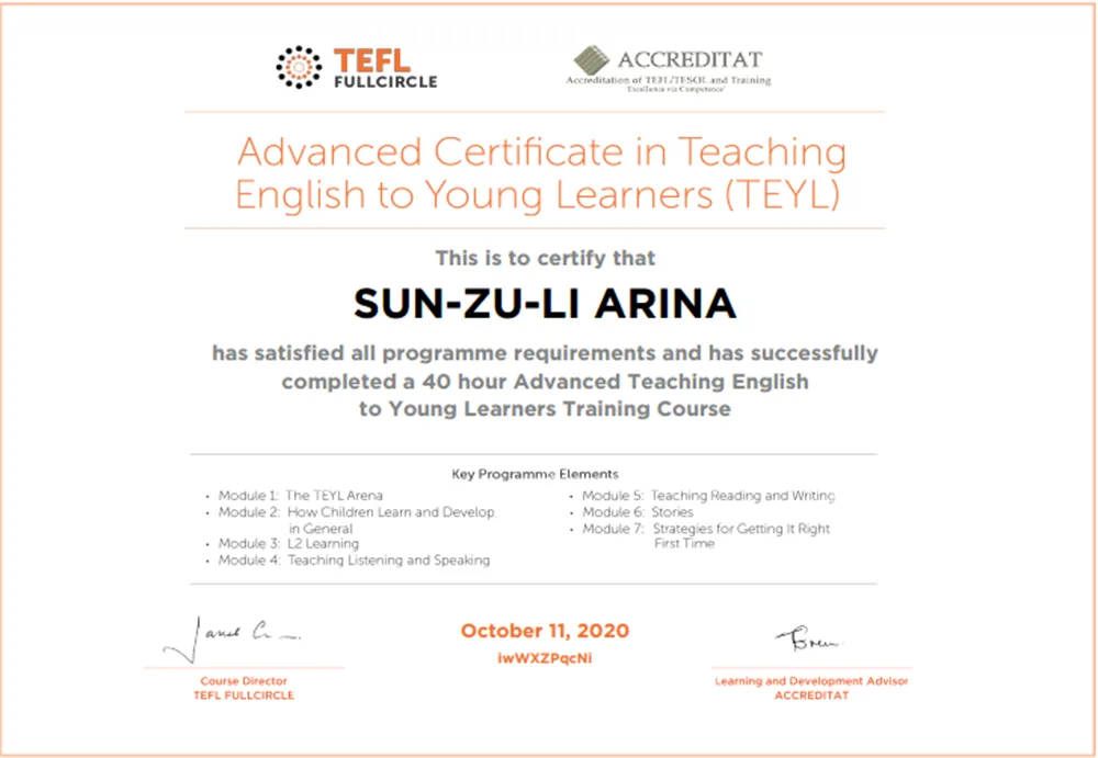TEFL 40 hours teaching Young learners 