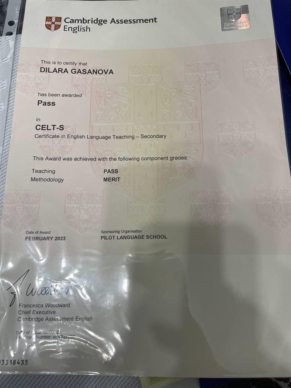 CELT-S certificate 