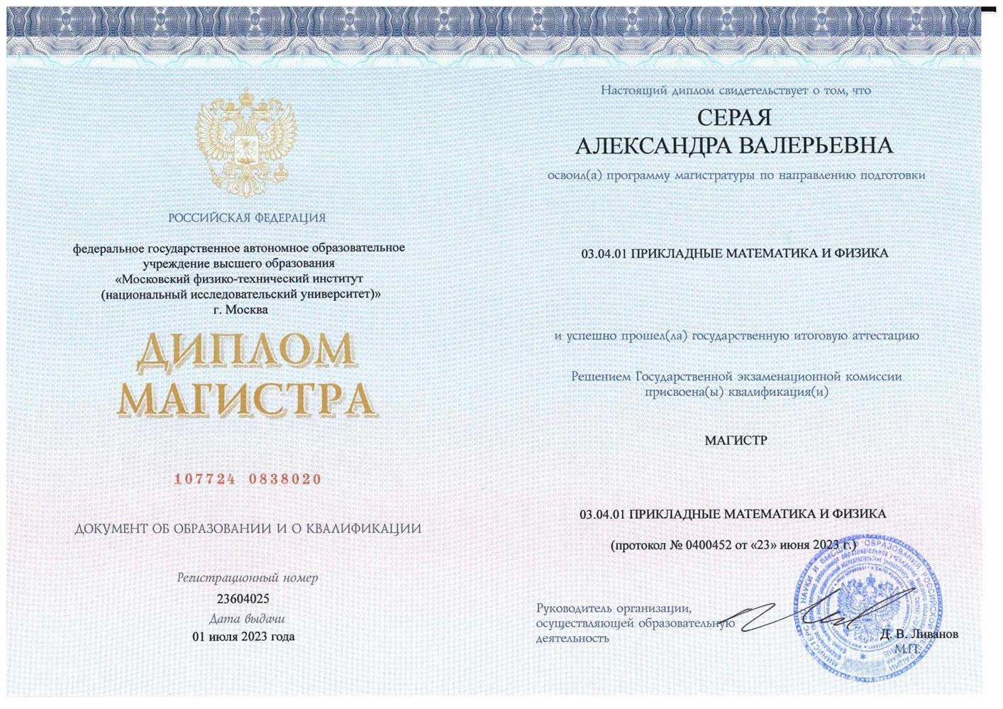   Диплом магистра