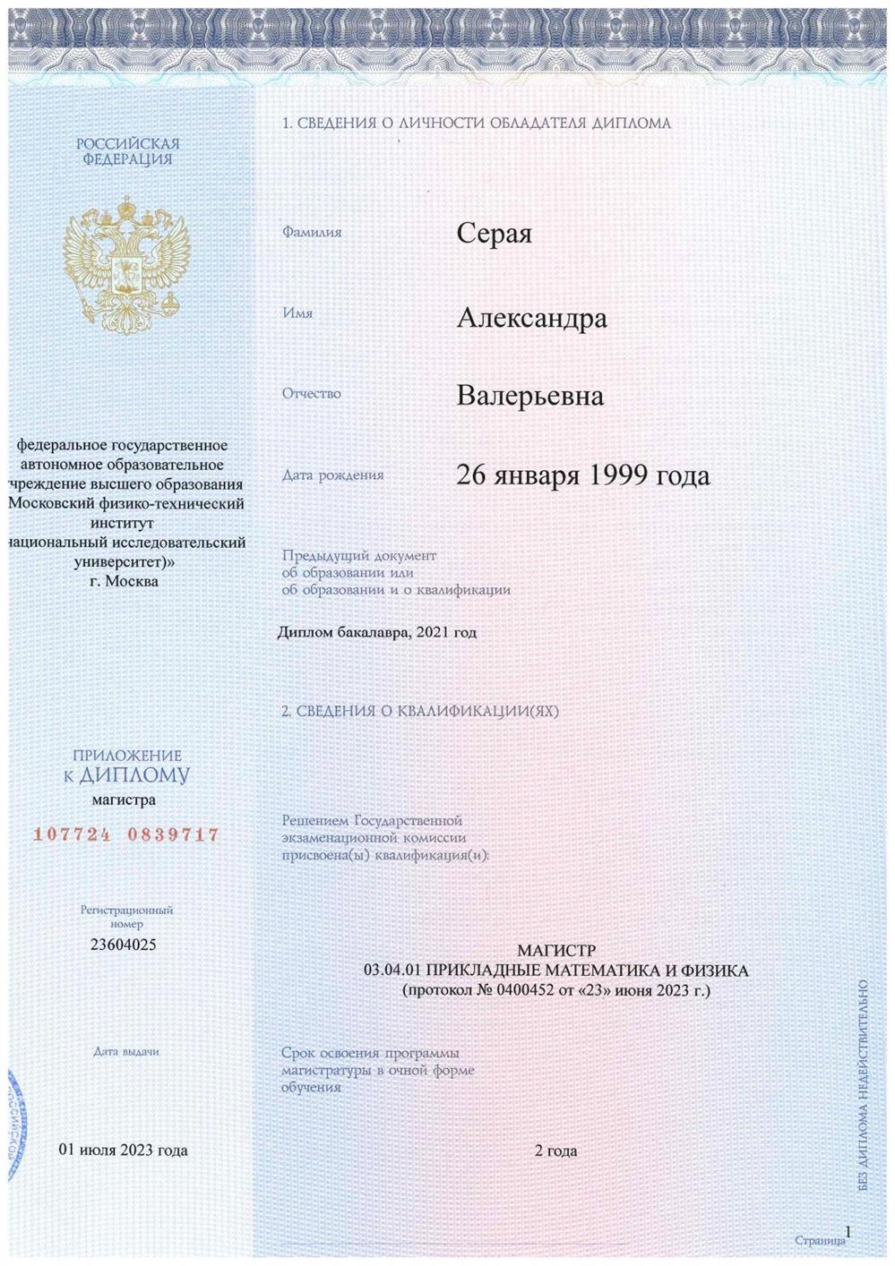 диплом магистра