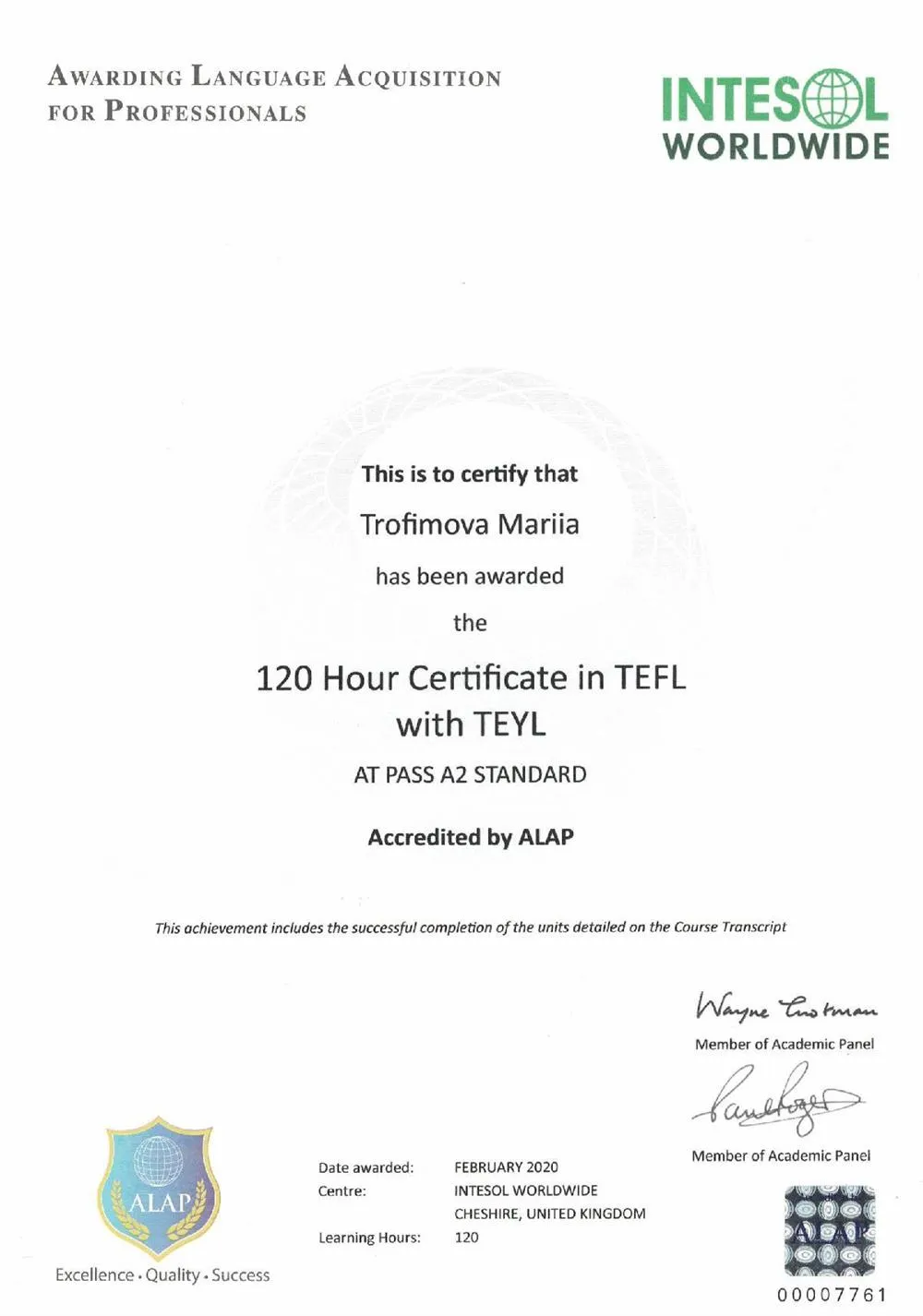 TEFL Certificate