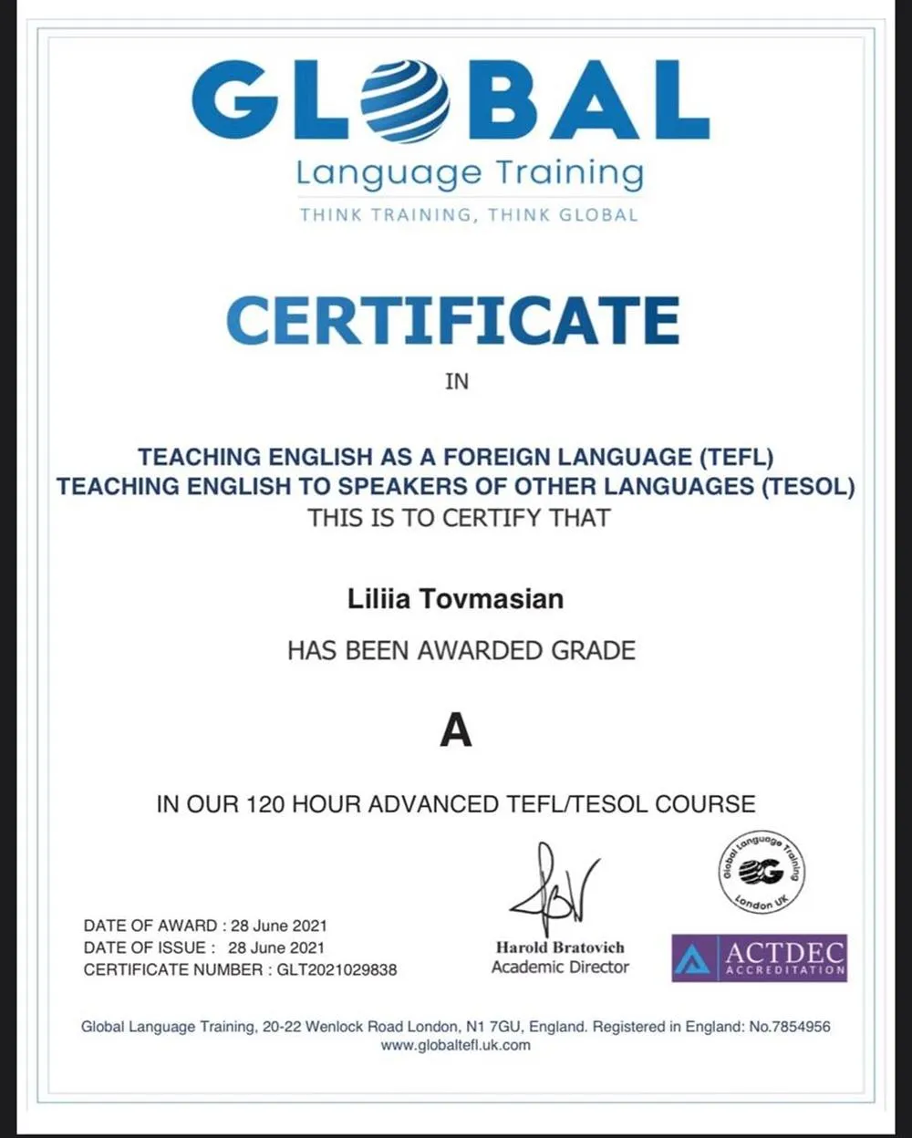 TEFL/TESOL - преподавательская квалификация (Grade A) 