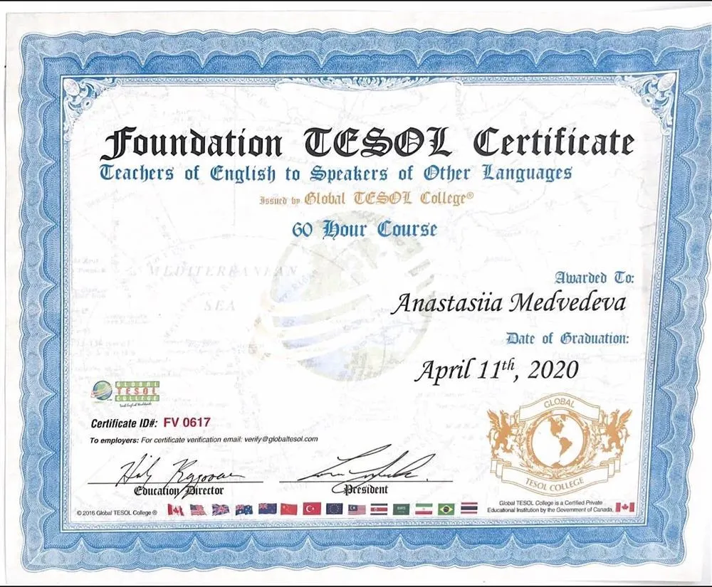 Foundation TESOL Certificate Global Tesol College Canada, Основной курс методики преподавания иностранного языка