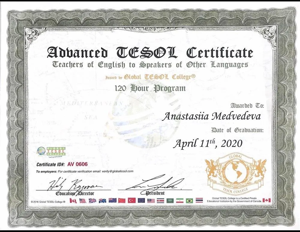  Advanced TESOL Certificate Global TESOL college Canada, Методика преподавания иностранного языка