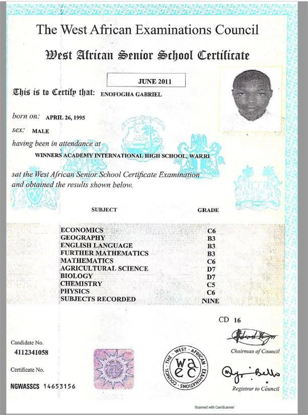 SSCE RESULTS