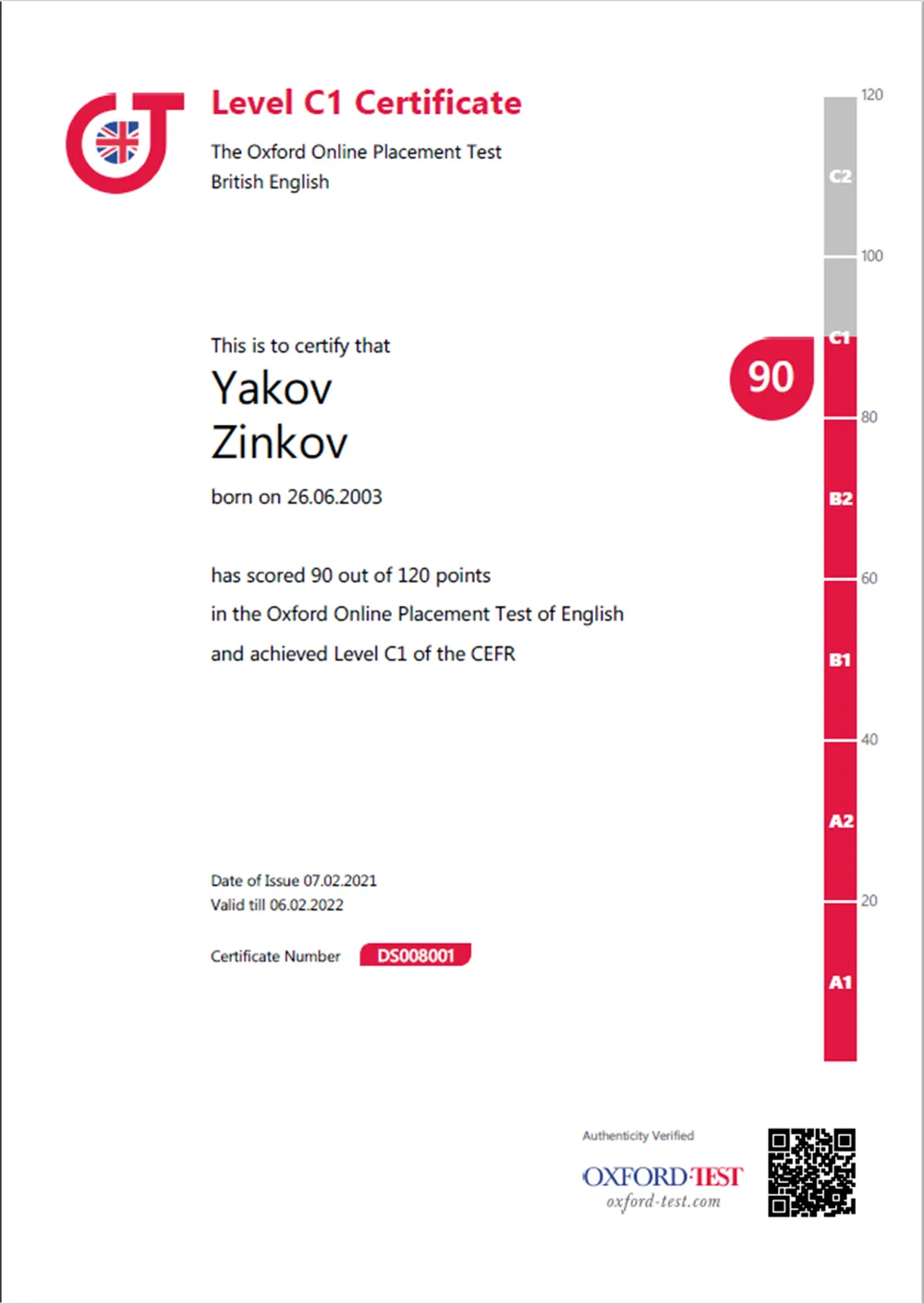 Level C1 Certificate The Oxford Online Placement Test British English