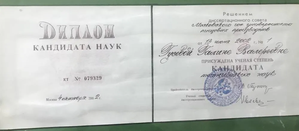 Диплом кандидата технических наук