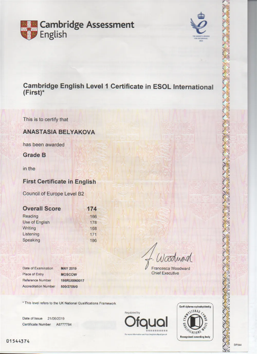 Cambridge English Level 1 (Certificate in ESOL International)