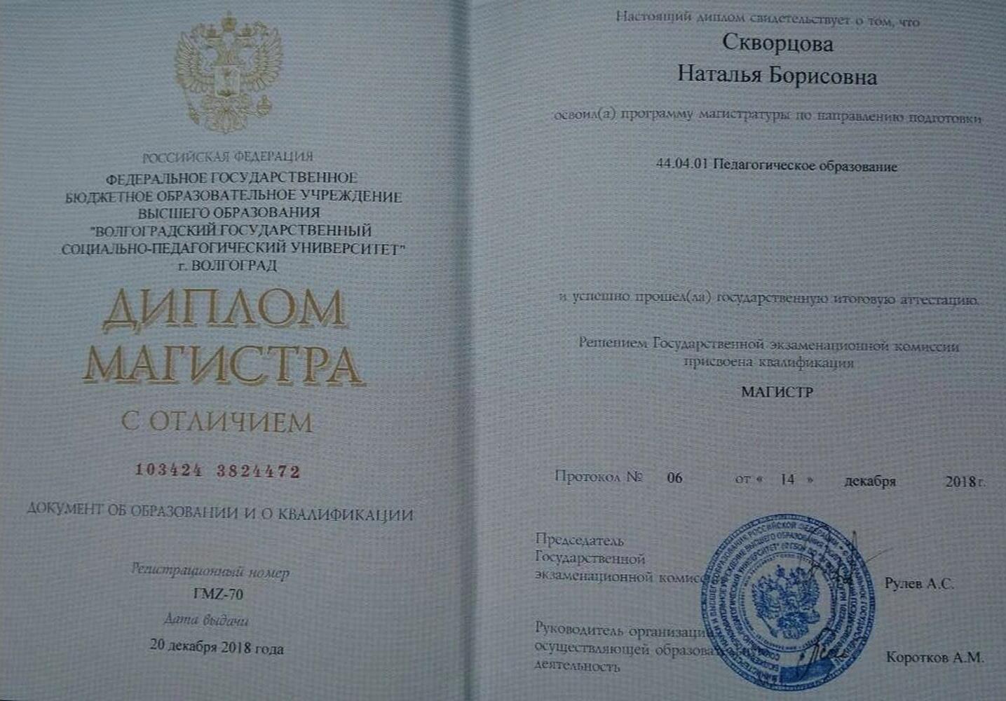 Диплом магистра