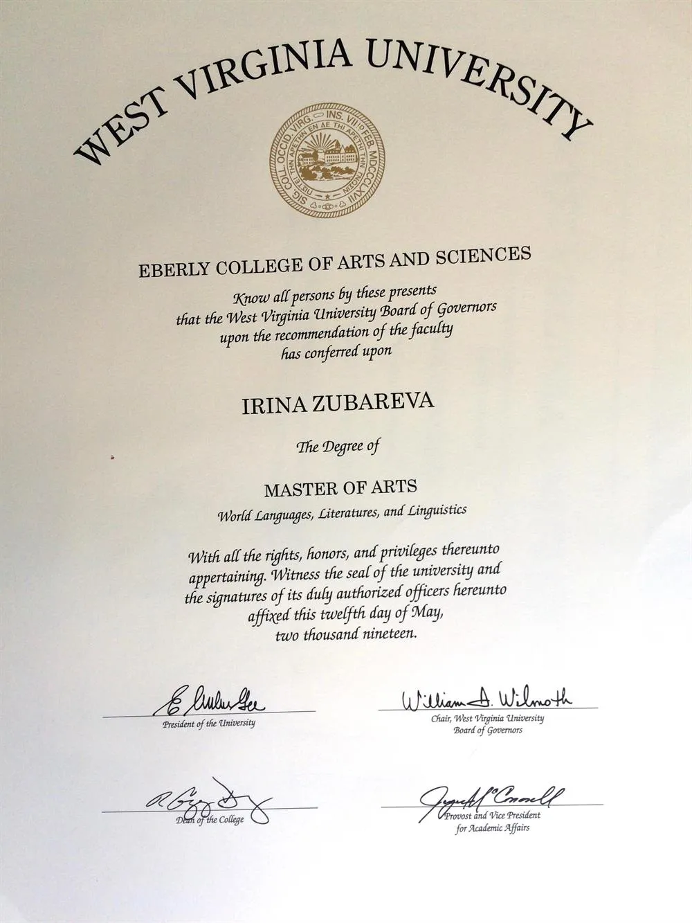 The degree of Master of Arts | Диплом Магистра Лингвистики