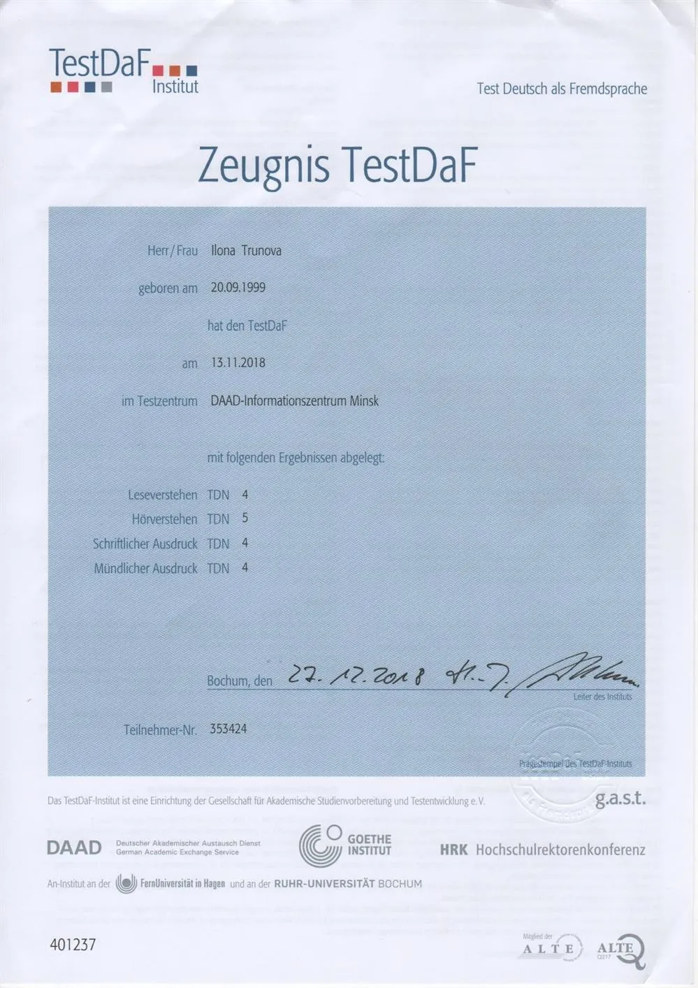 Test DaF B2-C1