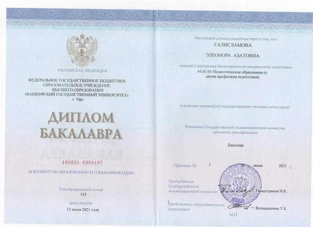 Диплом бакалавра 