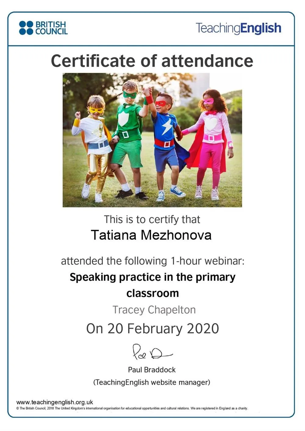 Speaking practice in the primary classroom course 